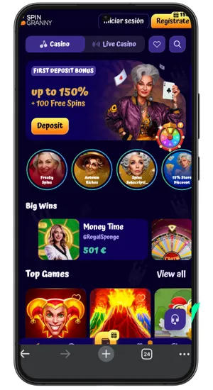 Spin Granny Casino Haga clic en Menu