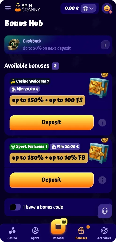 SpinGranny Casino - Play and Win