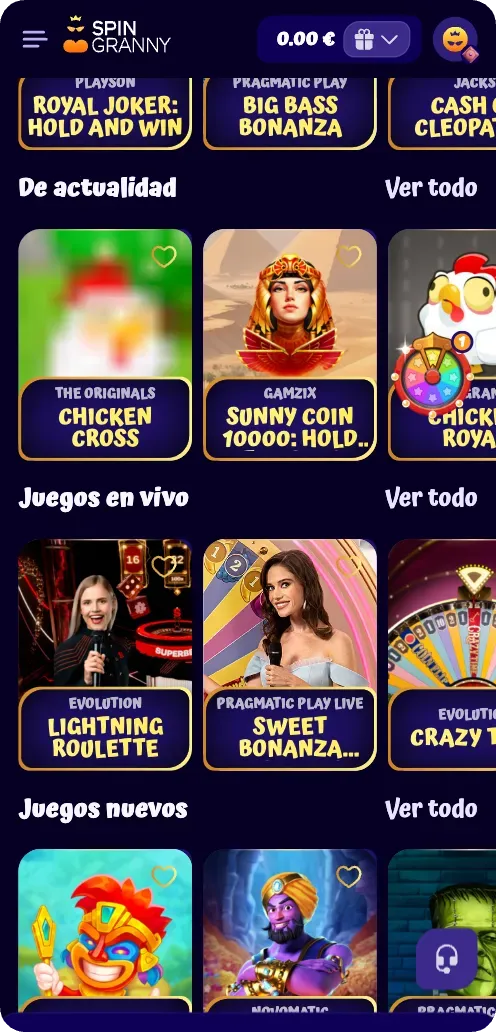 SpinGranny Casino - Elige el juego adecuado
