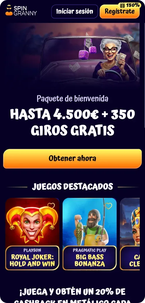 SpinGranny Casino - Página principal del sitio web
