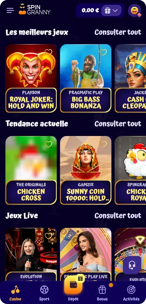 SpinGranny Casino - Jouez et gagnez
