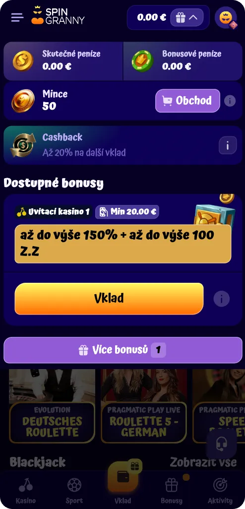SpinGranny Casino - Uzavřít sportovní sázky