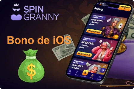Bono de bienvenida y ofertas de cashback para jugadores de iOS en la aplicación Spin Granny Casino con giros gratis y bonos de depósito