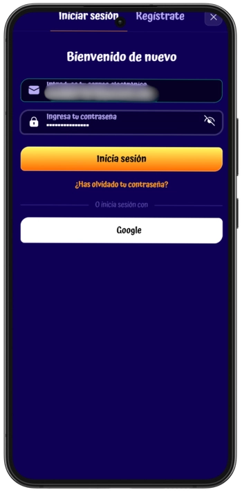 Botón de inicio de sesión en la esquina superior derecha del sitio web de Spin Granny Casino