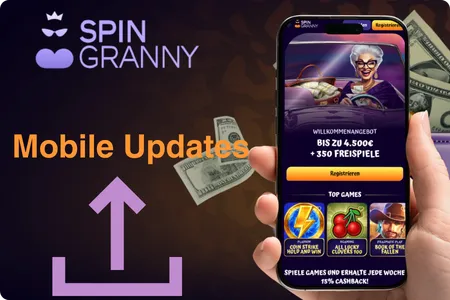 Automatische Updates und Support-Funktionen der Spin Granny Casino App auf einem mobilen Gerät mit Bonus-Angeboten