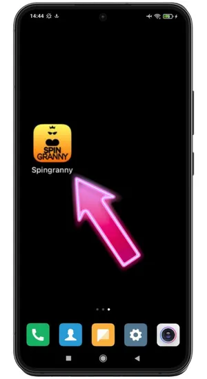 Spin Granny App-Icon auf dem Startbildschirm eines Android-Smartphones nach der Installation