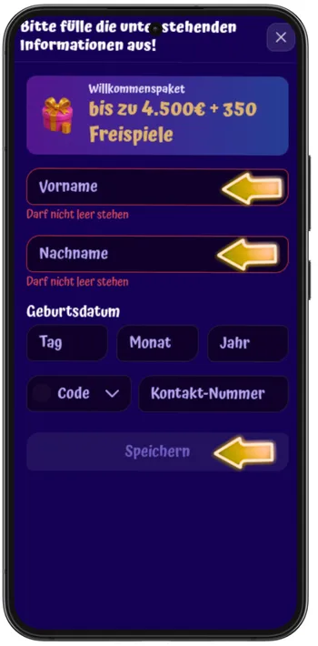 Spin Granny Casino persönliche Daten eingeben Willkommensbonus