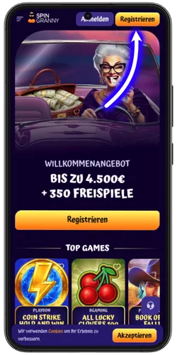 SpinGranny Casino Registrieren Button – Konto erstellen