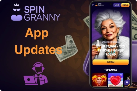 Automatic app updates and support service for the Spin Granny Casino Android app with live chat