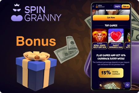 Welcome bonus and cashback offers for new players of the Spin Granny Casino Android app