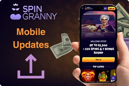 Automatic updates and support features of the Spin Granny Casino app on a mobile device with bonus offers