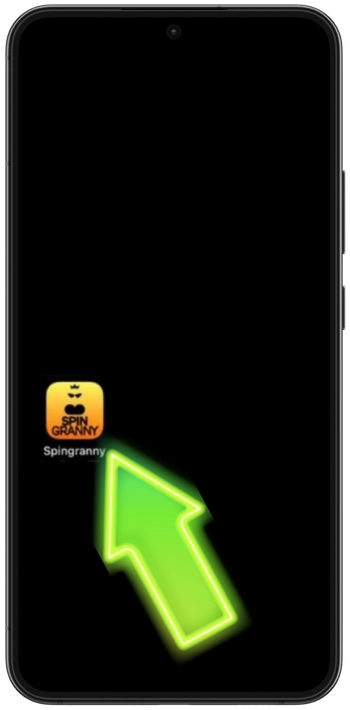 Icône de l'application Spin Granny sur l'écran d'accueil d'un smartphone Android après l'installation
