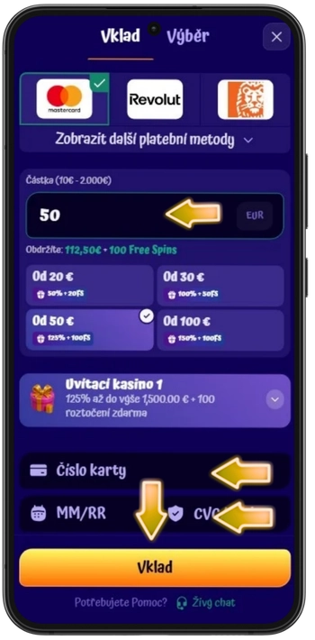 SpinGranny Casino vklad způsob platby aktivace uvítacího bonusu