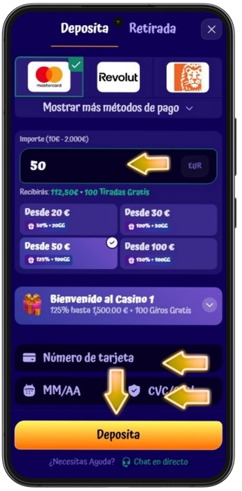 SpinGranny Casino depósito método de pago activación del bono de bienvenida
