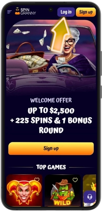 Spin Granny Casino homepage registration button Australia