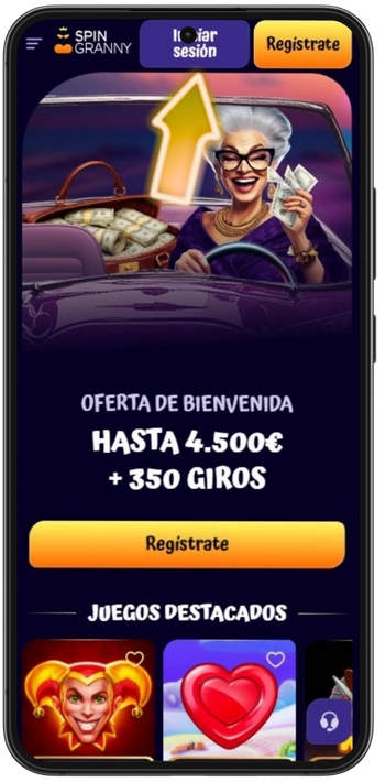 SpinGranny Casino página de inicio botón de registro