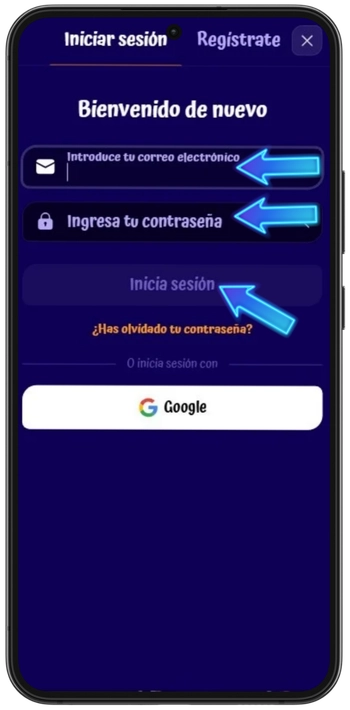 SpinGranny Casino formulario de inicio de sesión correo y contraseña