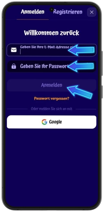 SpinGranny Casino inlogformulier e-mailadres en wachtwoord