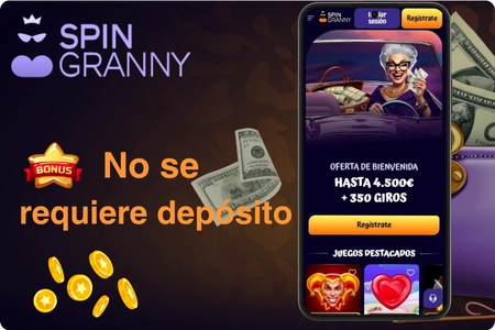 SpinGranny Casino bono sin depósito con página de inicio y monedas