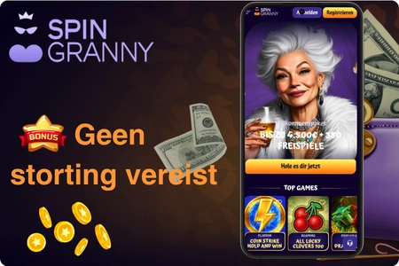SpinGranny Casino bonus zonder storting met startpagina en munten