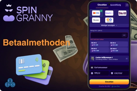 SpinGranny Casino betaalmethoden Visa Skrill Crypto