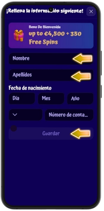 SpinGranny Casino introducir datos personales bono de bienvenida