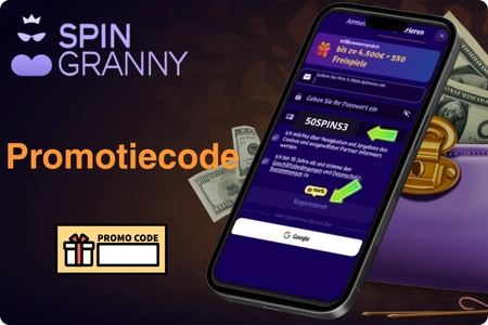 SpinGranny promotiecode 50SPINS3 invoeren in het registratieformulier