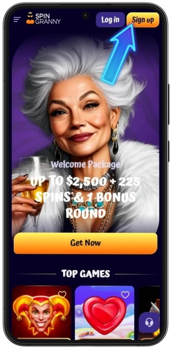 SpinGranny Casino register button create account