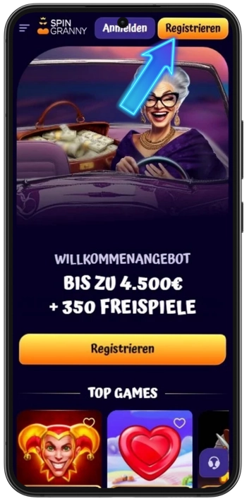 SpinGranny Casino knop registreren account aanmaken