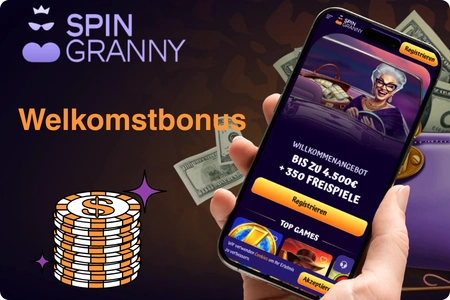 SpinGranny Casino welcome bonus startpagina registreren knop
