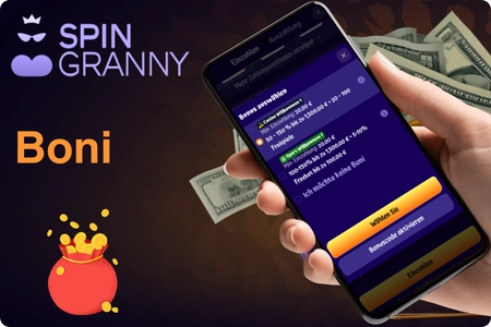 SpinGranny Casino Bonusauswahl bei der Einzahlung